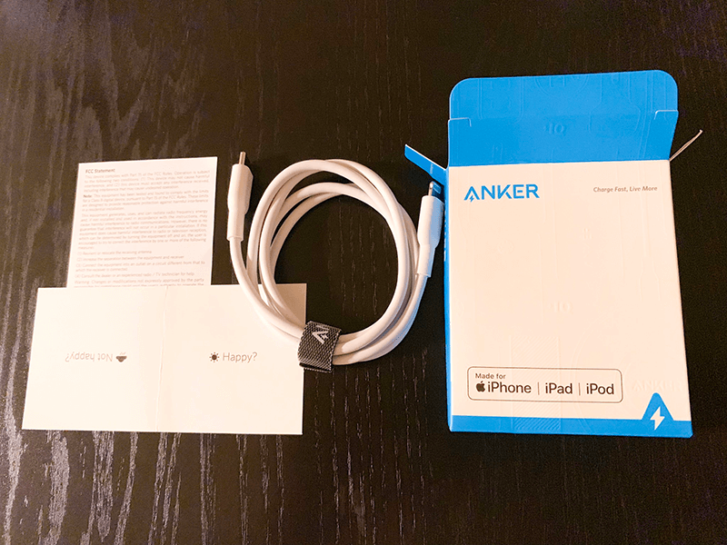 Anker PowerLine II USB-C ＆ ライトニング ケーブル同梱物